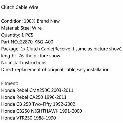 Clutch Cable for Honda CMX250C CA250 CB250 VTR250 (1990-2008)
