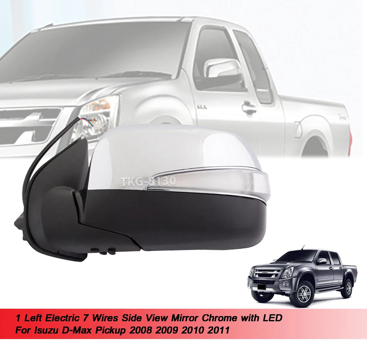 Left Power Mirror with Indicators  for Isuzu D-Max Ute(2008-2011)