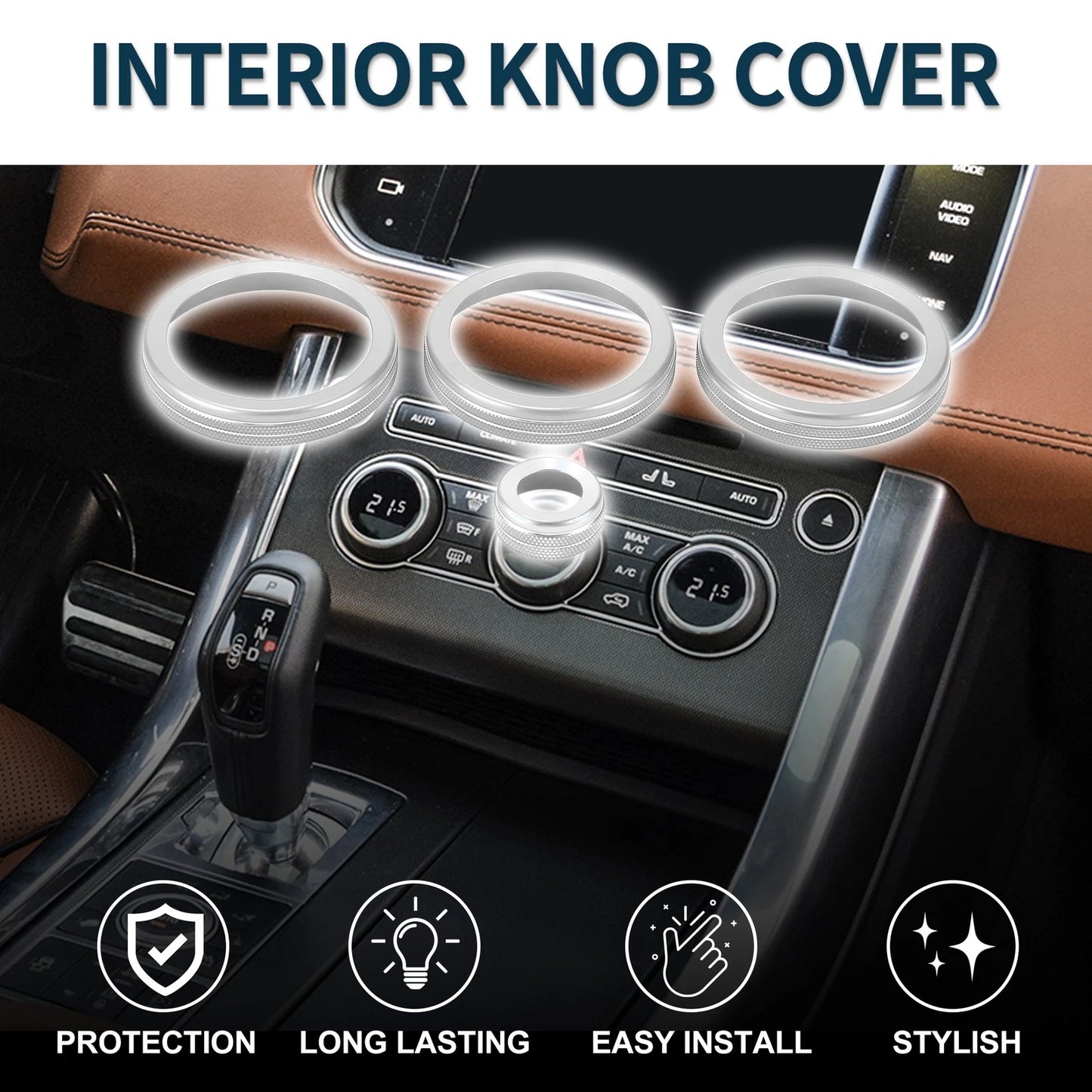 Media Tune Knob Cover 4 x for Land Rover Range Rover Vogue (2014-2017)