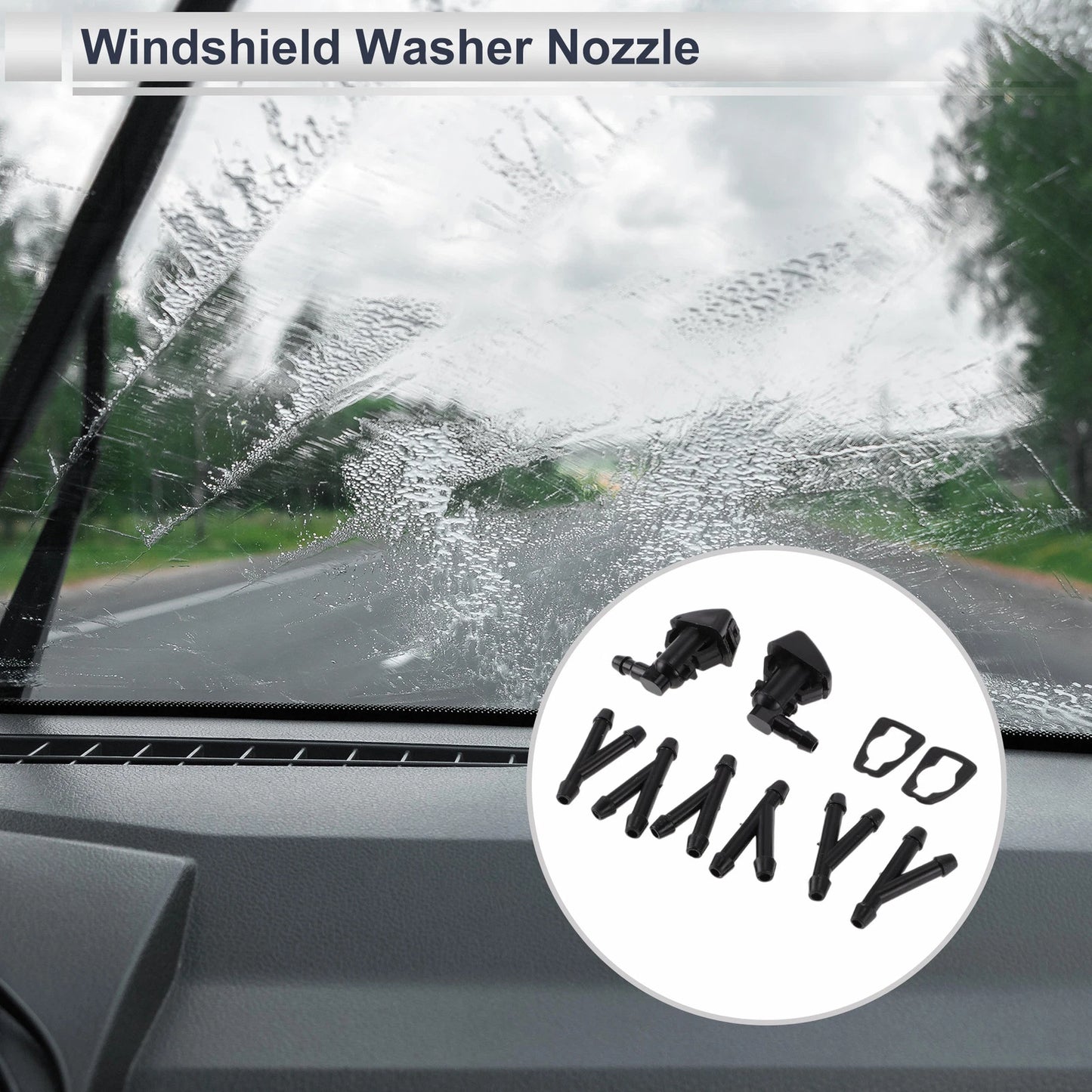 Windshield Washer Nozzle w/ 6-Pc Y Hose Connector for Jeep