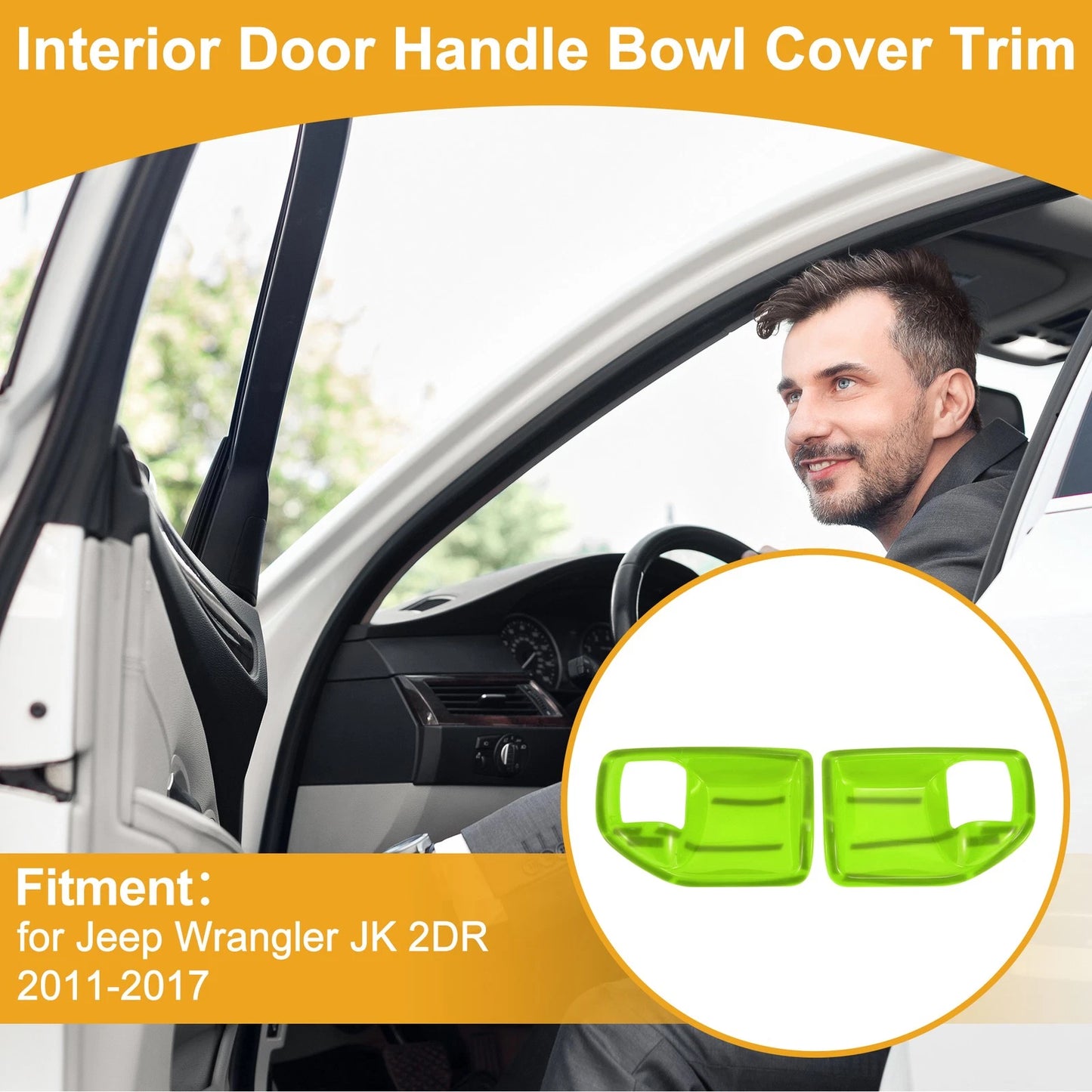 Interior Door Handle Bowl Cover Trim for Jeep Wrangler JK 2DR (2011-2017) 2 x Green