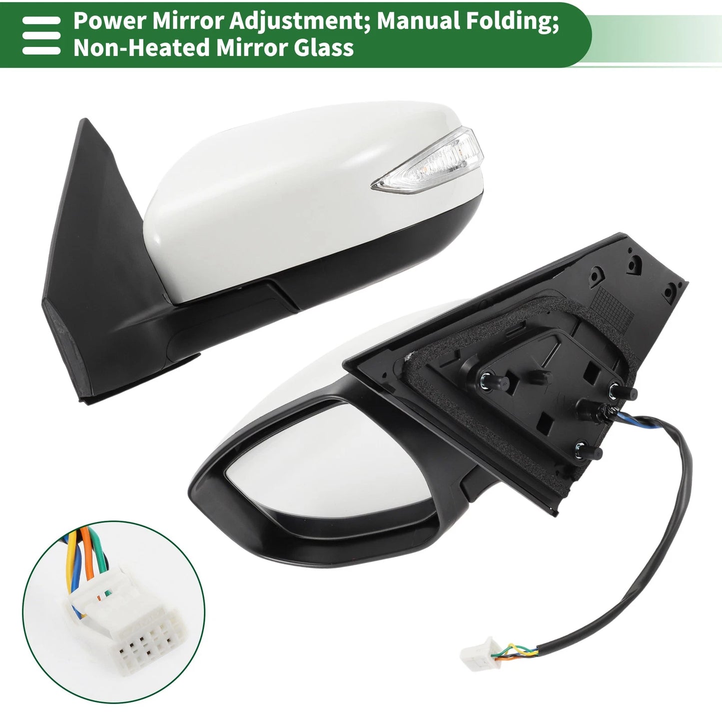 Left Side Door Mirror for Nissan Sentra (2016-2019) Manual Folding White
