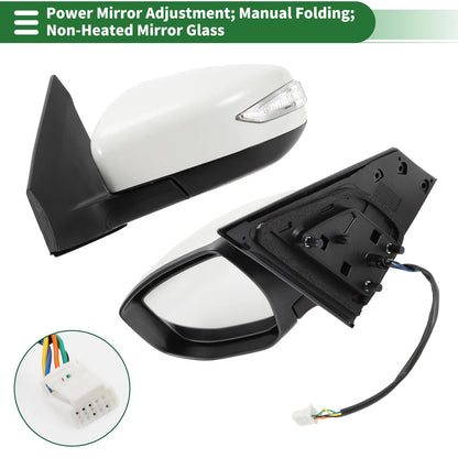 Left Side Door Mirror for Nissan Sentra (2016-2019) Manual Folding White