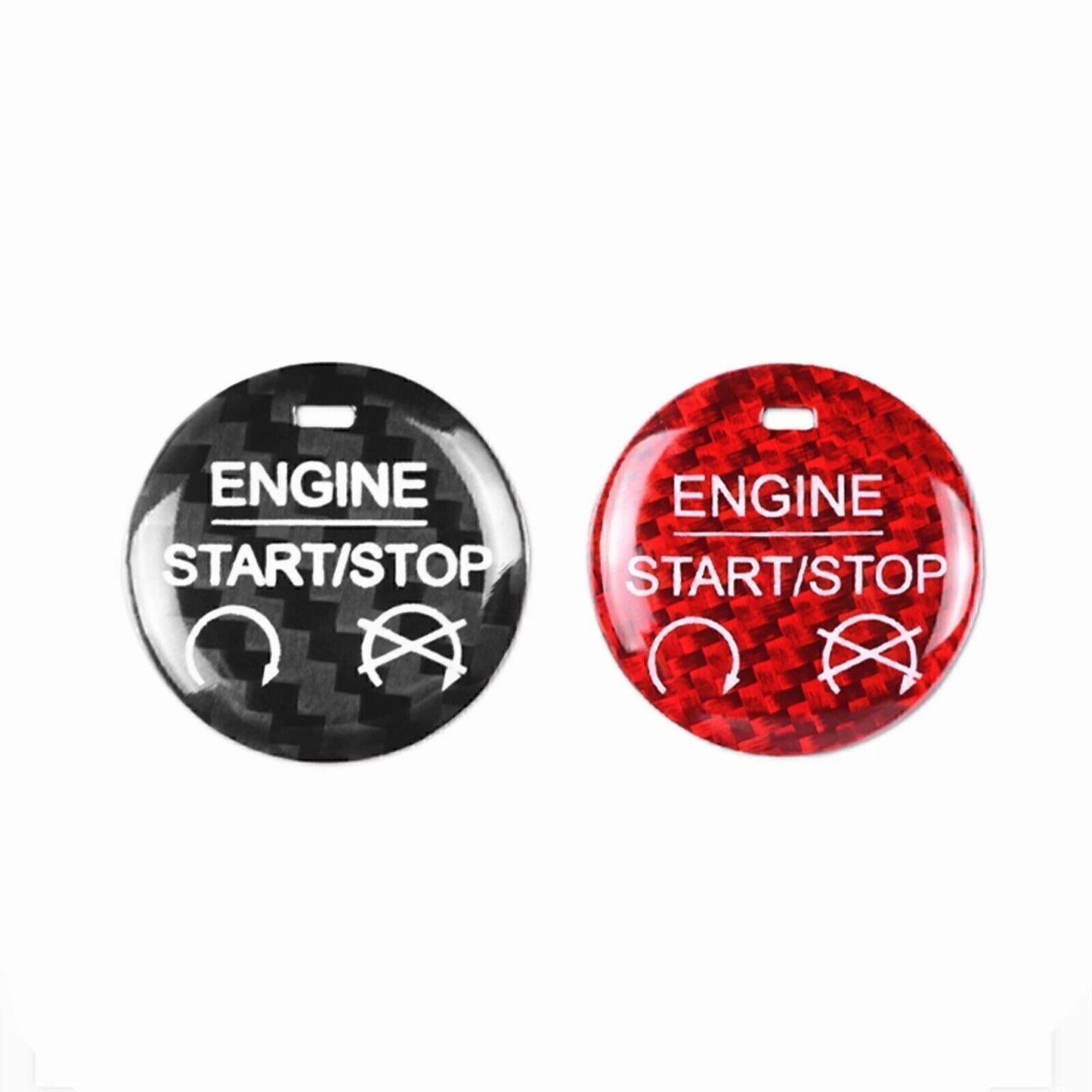 1x Red Carbon Fiber Engine Start Stop Button Cap for Ford Mustang (2015-2022)