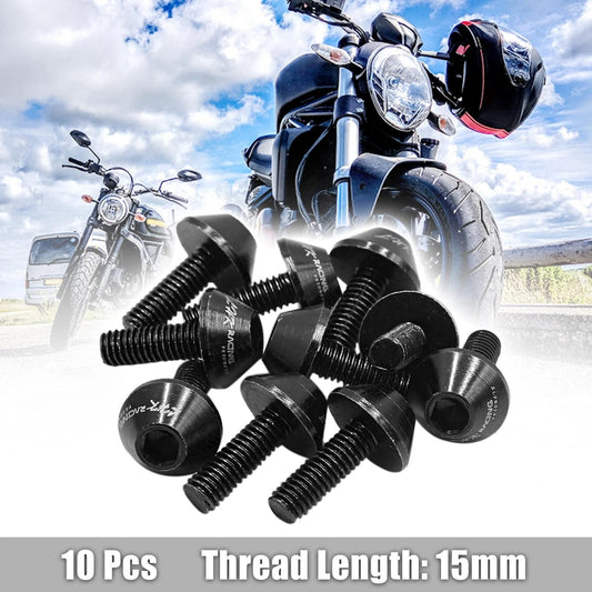10pcs M6 Black Aluminum Hex Socket Head Screws for Motorcycle Fairing