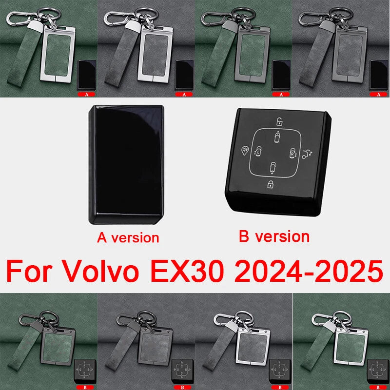 Alloy Leather Key Remote Case Fob Shell Cover for Volvo EX30 (2024–2025)