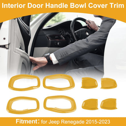 Yellow ABS Interior Door Handle Bowl Cover Trim for Jeep Renegade (2015-2023) 4Pcs