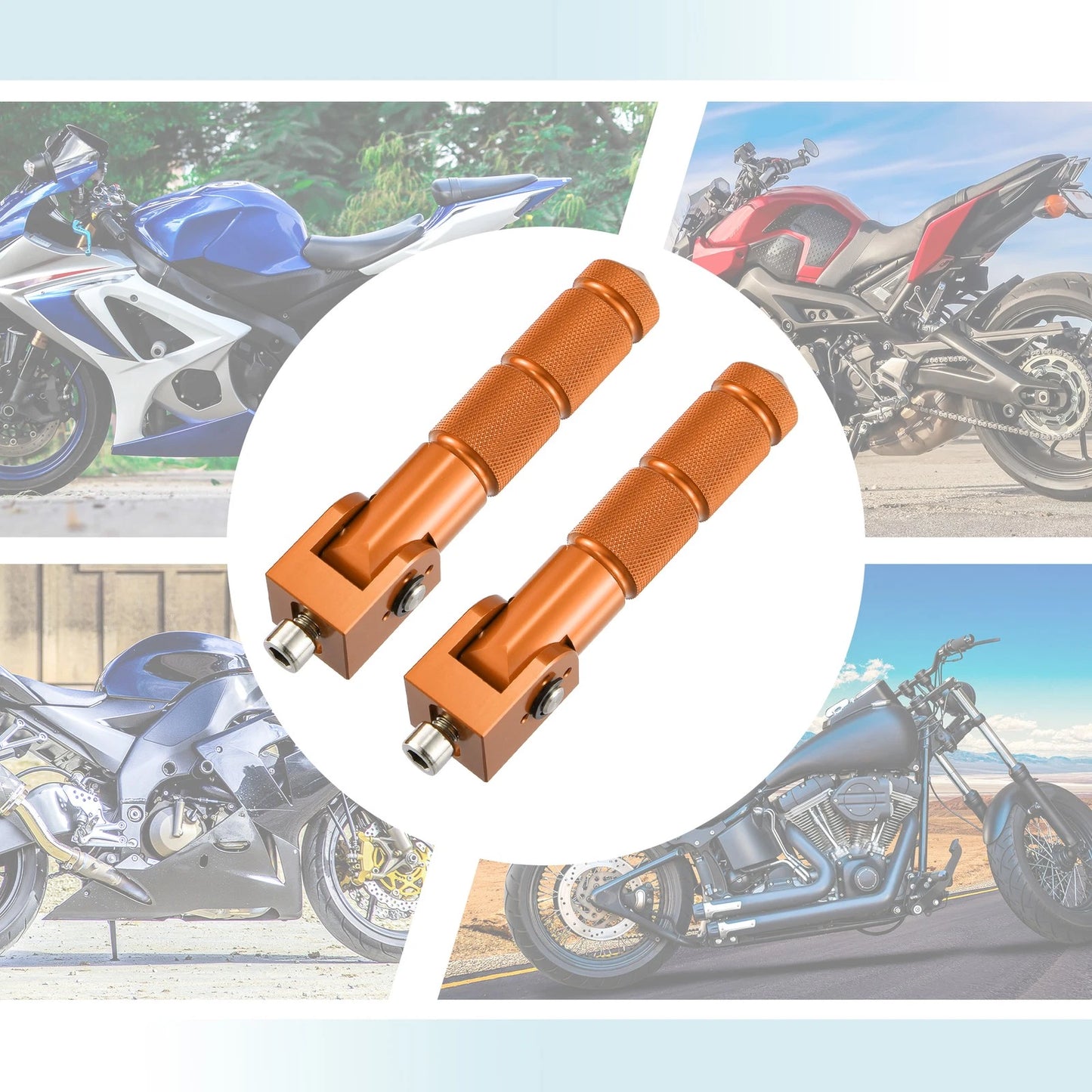 Pair / Universal Folding Foot Rest Rear Pedal Orange for Motorcycles Scooters