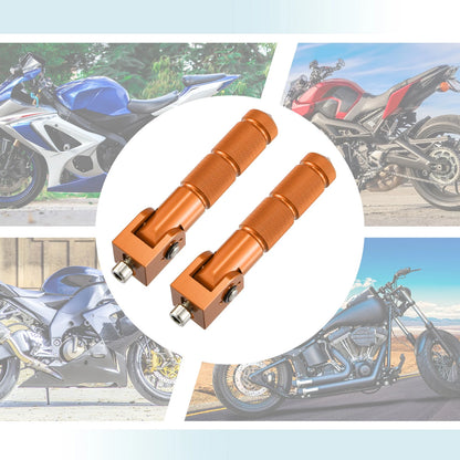 Pair / Universal Folding Foot Rest Rear Pedal Orange for Motorcycles Scooters