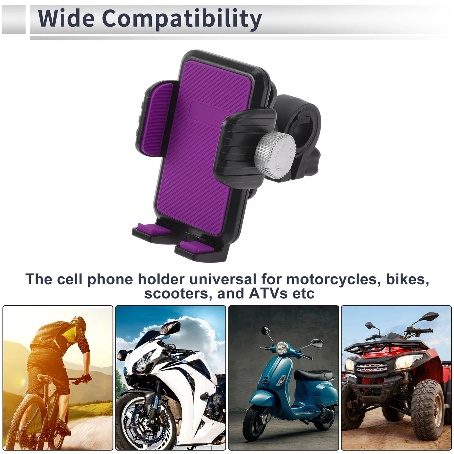 Phone Mount Holder 4.7-7.2 for Motorcycle Purple
