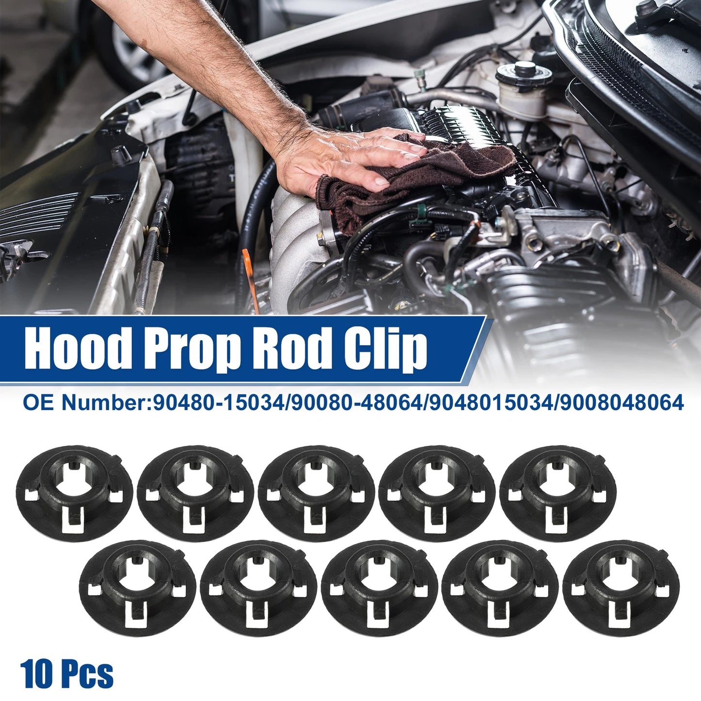 10 x Bonnet Prop Rod Holder Clips for Toyota RAV4 (1996-2000)