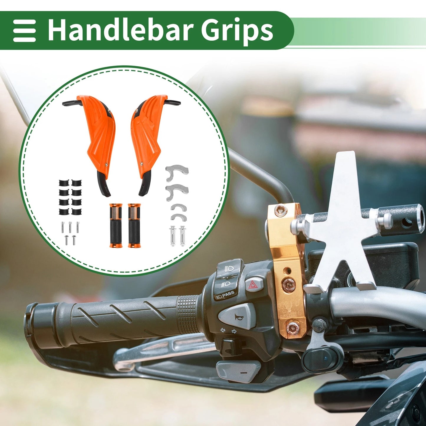 Hand Grips Cover for Motorcycle Handlebar Aluminum Alloy Rubber