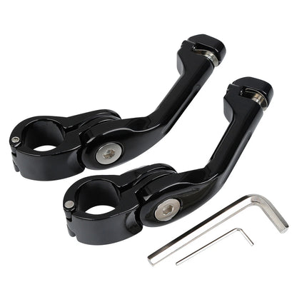 1 x Black 1-1/4" Long Angled Adjustable Highway Foot Pegs for Harley Dyna