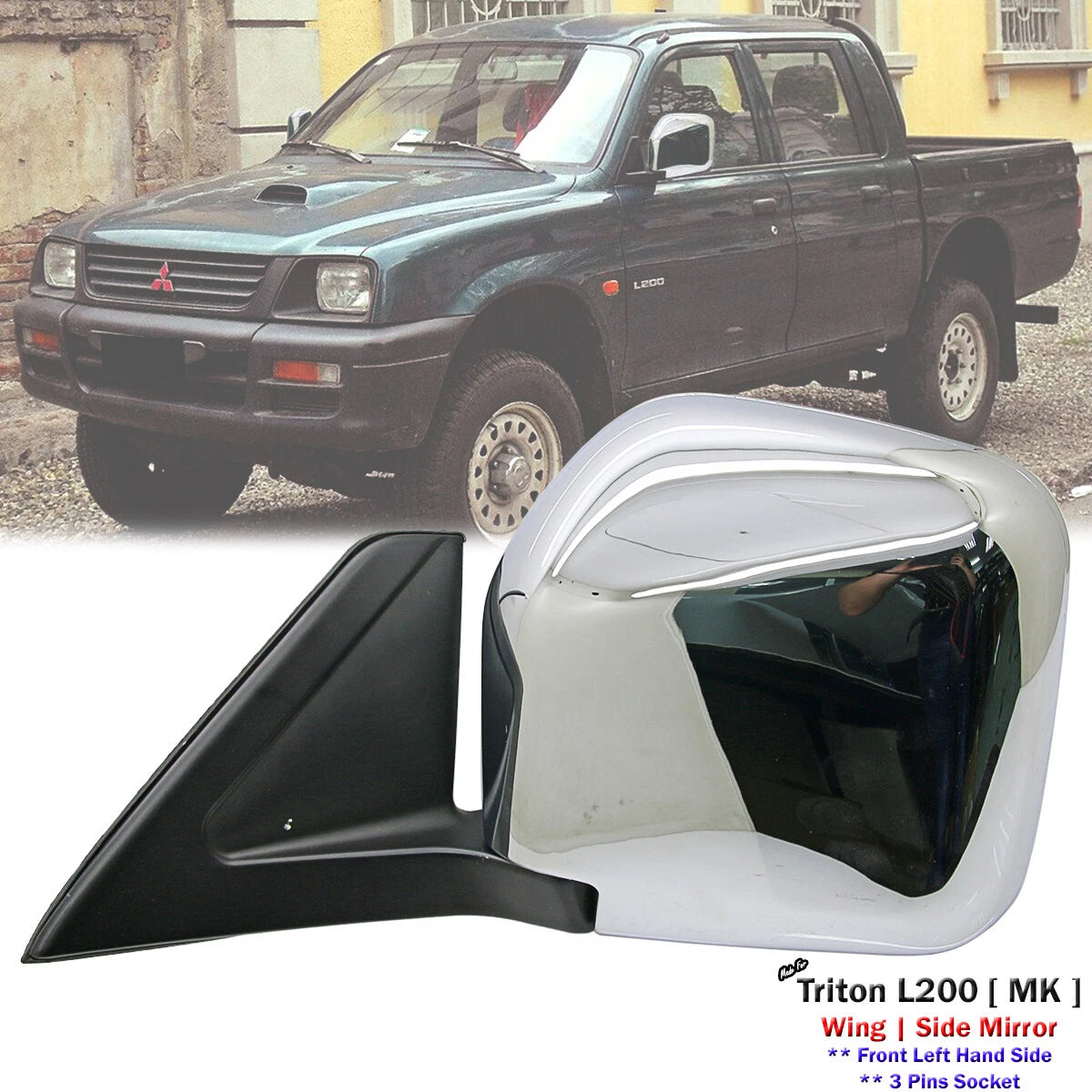 Chrome Electric Door Side Mirror for Mitsubishi Triton MK (1996-2004)