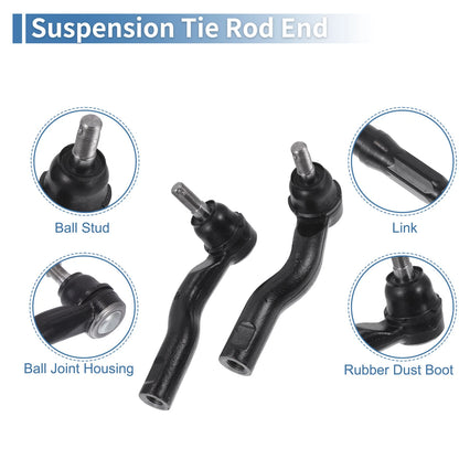 4 x Front Inner Outer Tie Rod Ends for Ford Fusion, Lincoln MKZ (2006-2020)