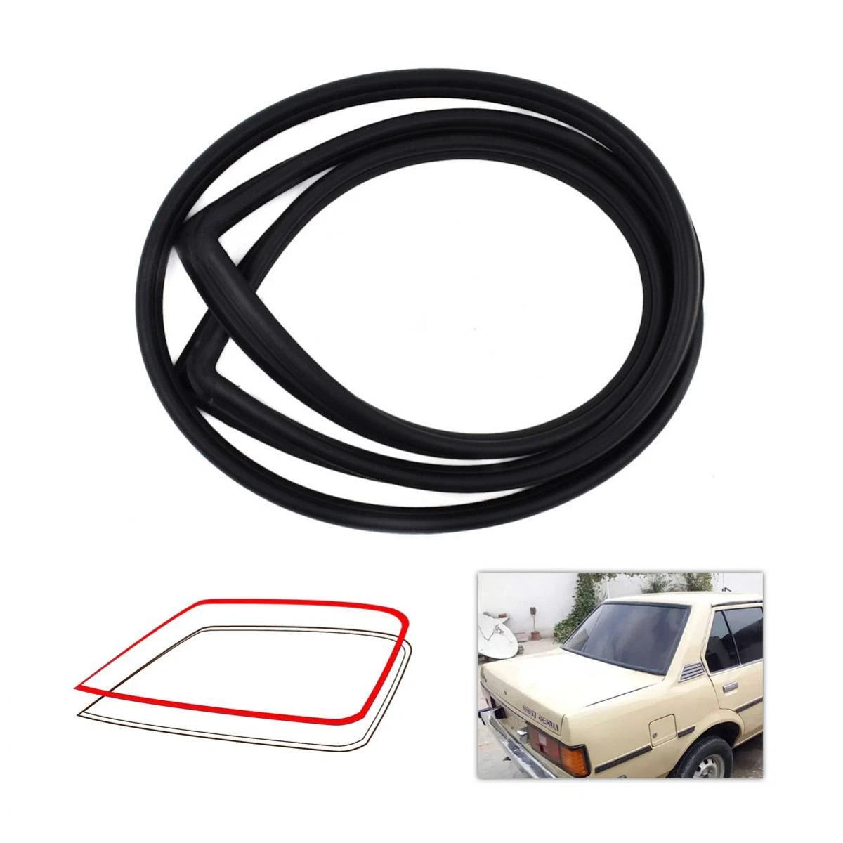Rear Windscreen Weatherstrip Rubber Seal Fits 1979-87 Toyota Corolla KE70 Sedan