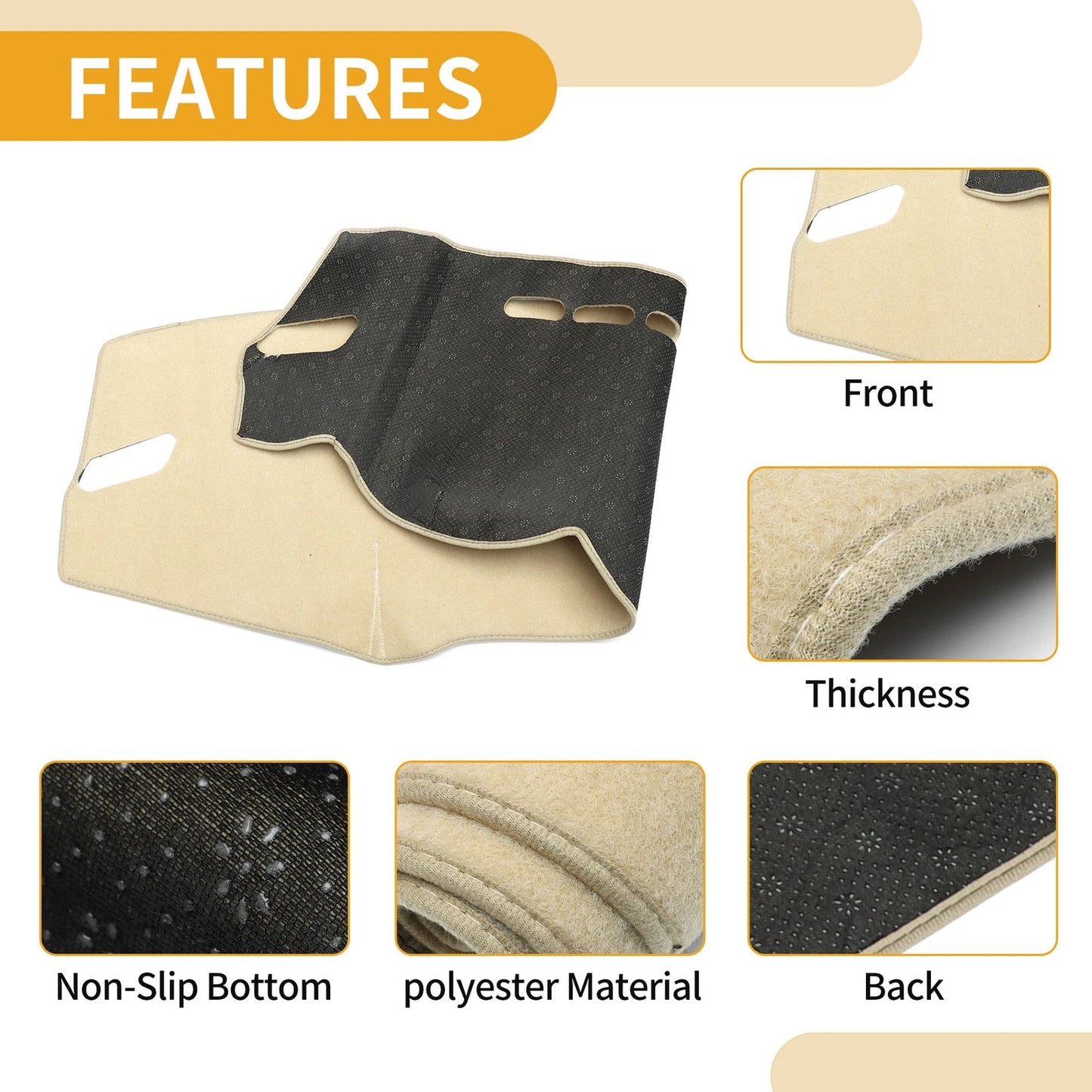 Dashboard Cover Beige for Mitsubishi Outlander (2013-2018) 1 Pc