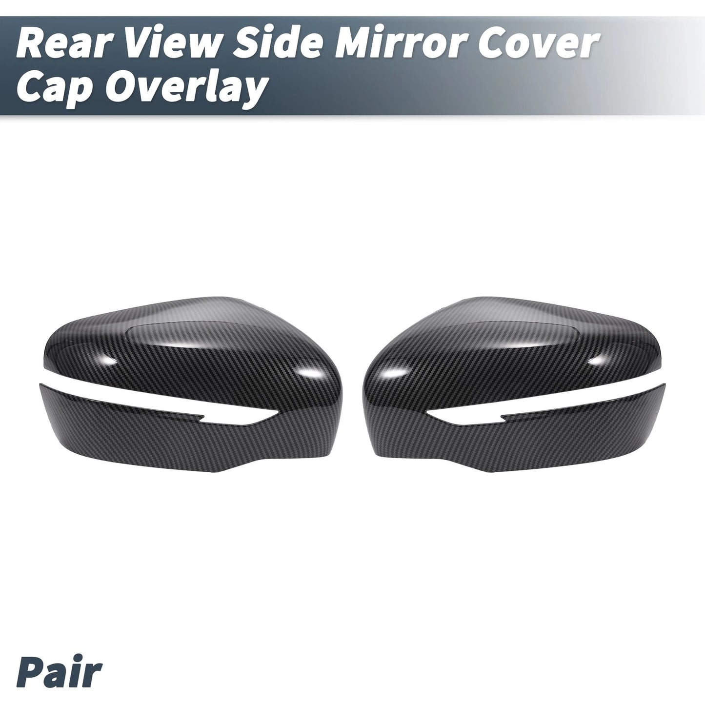 Rearview Mirror Cover Overlay Black Carbon Fiber for Nissan X-Trail Rogue