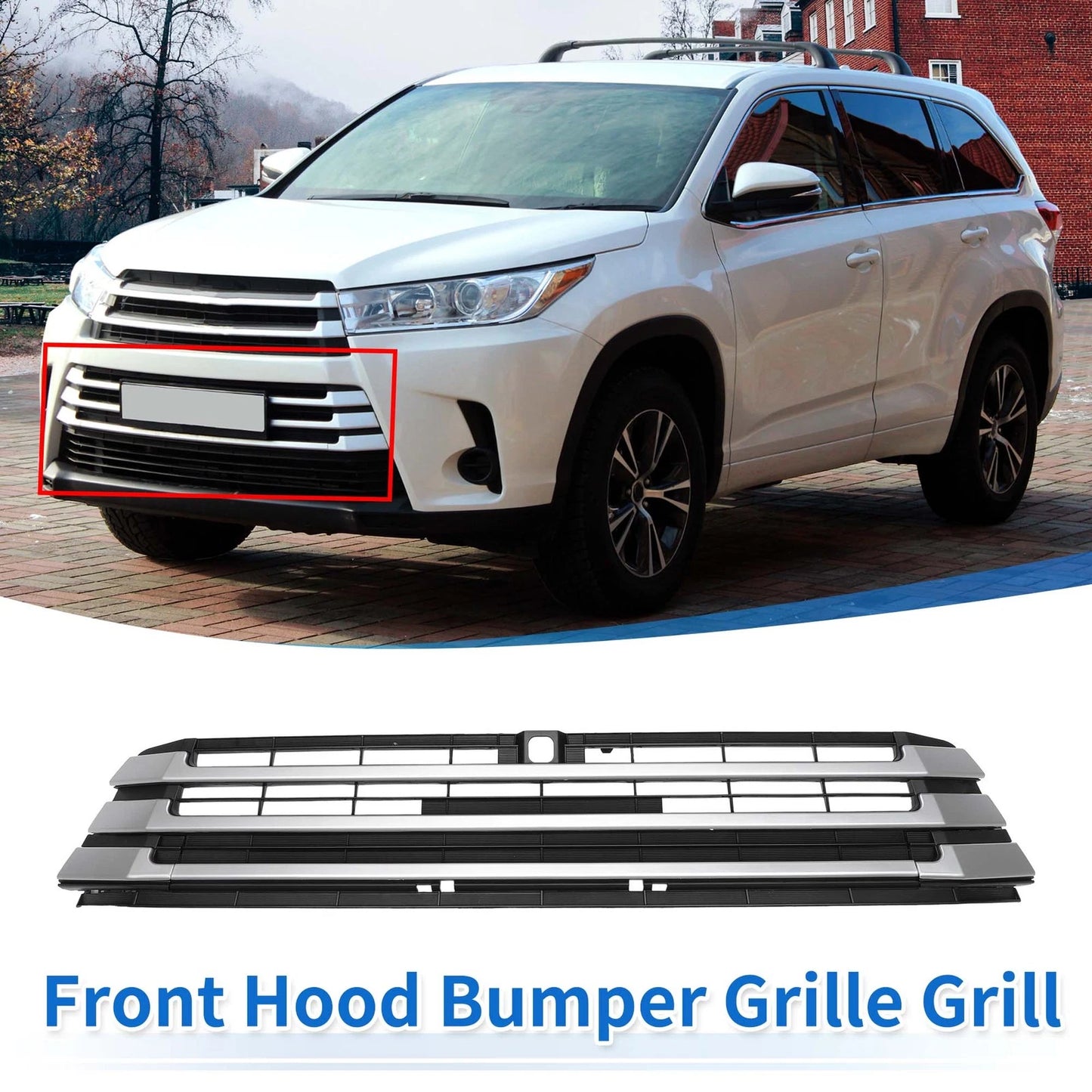 Front Hood Bumper Grille for Toyota Highlander (2017-2019)