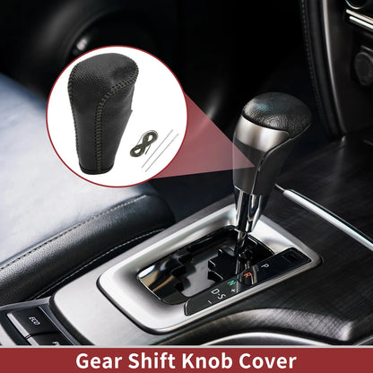 Gear Shift Knob Cover for Honda Accord (2008-2012) Pebbled Black Grey Leather