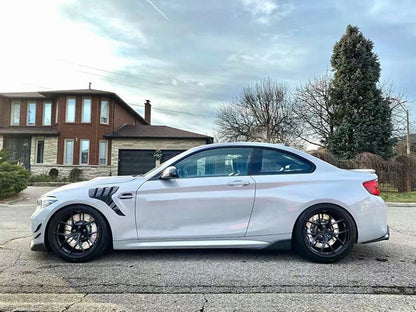 2 x Carbon Fiber Side Skirt Splitter Lip Spoilers for 2016-2021 BMW F87 M2