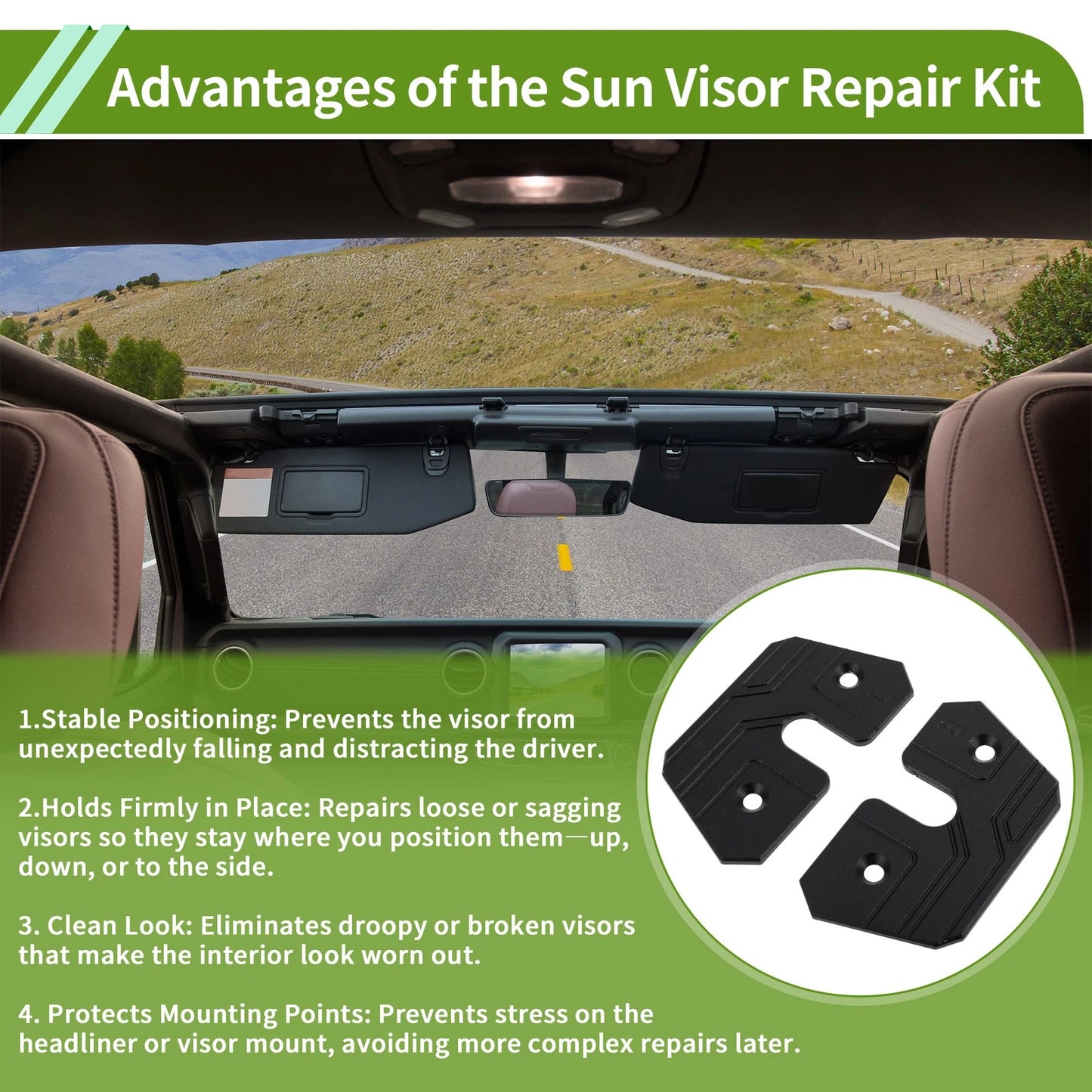 Sun Visor Repair Kit for Jeep Wrangler JK JL (2018)