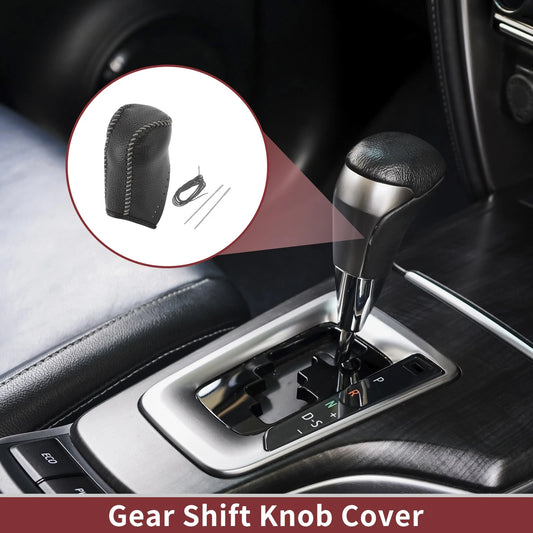 1 Pc Gear Shift Knob Cover Gray Faux Leather for Toyota Corolla (2014–2018)