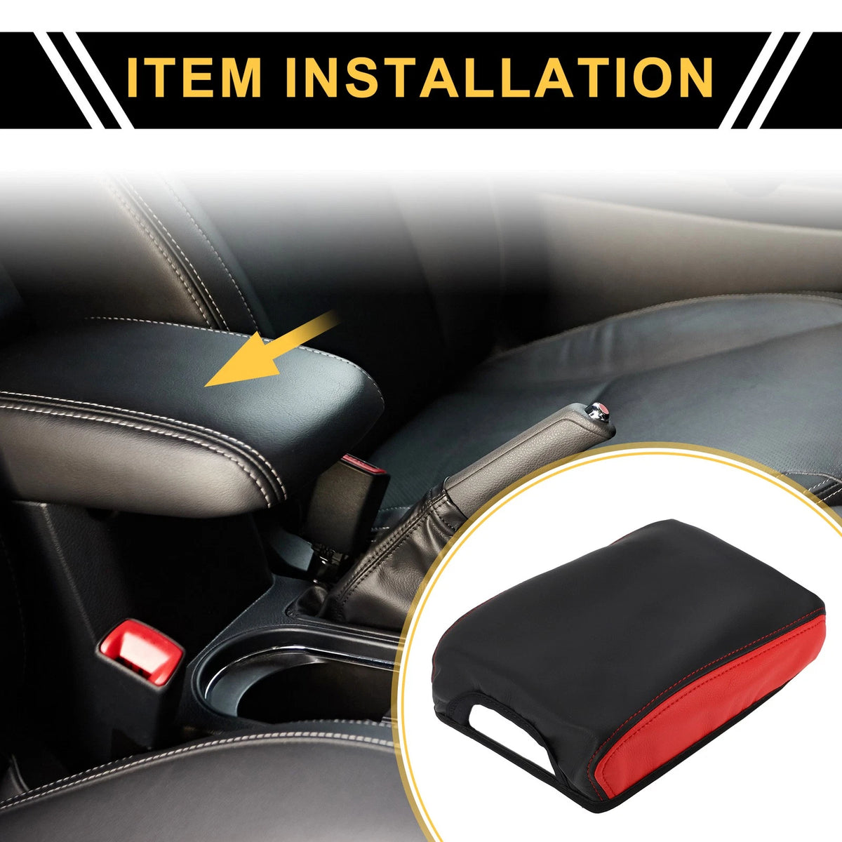 Console Lid Armrest Cover for Toyota Tacoma (2016-2020) Waterproof Black Red