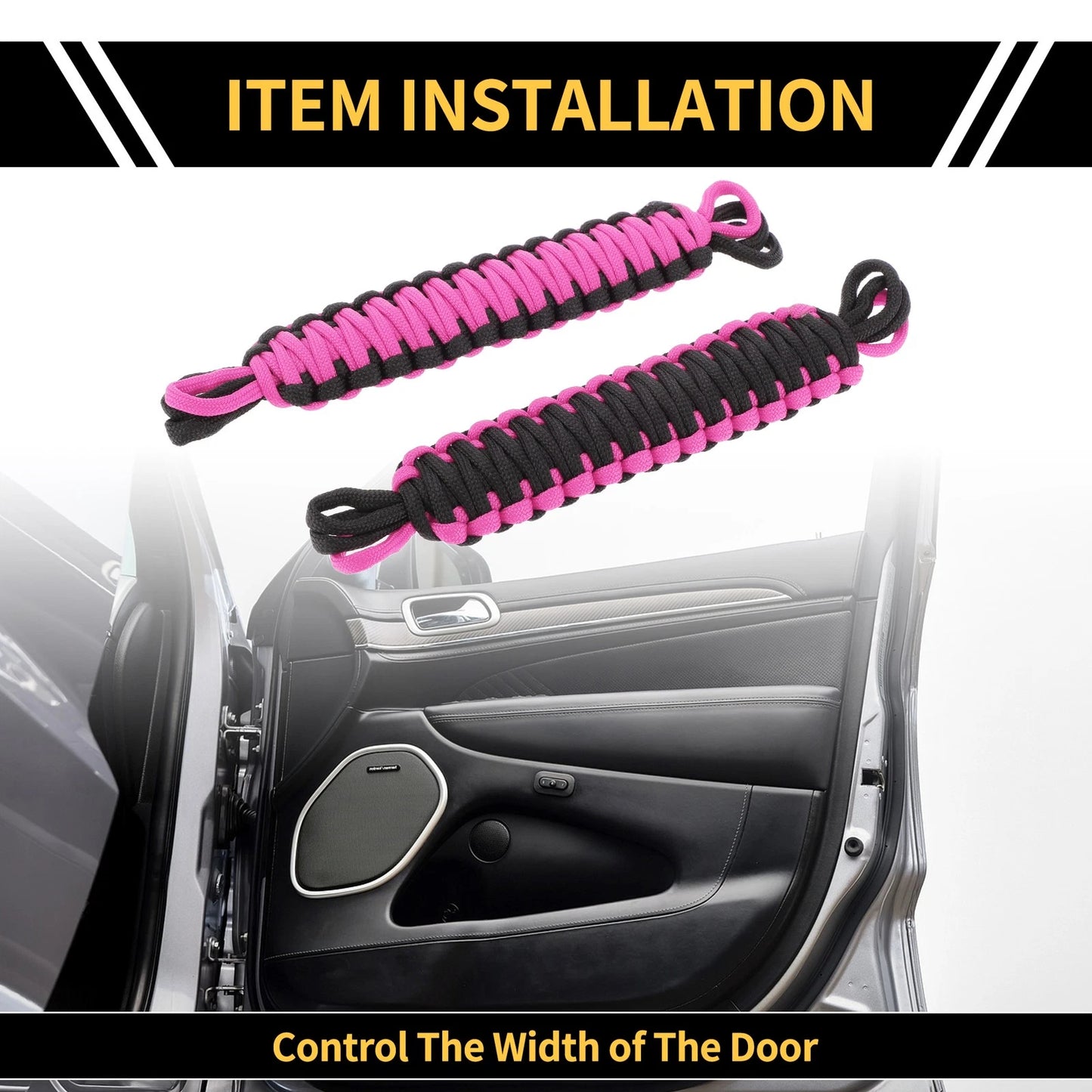2 x Door Limiting Straps for Jeep Wrangler TJ JK JKU (2007-2018) - Black Pink