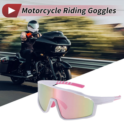 Motorcycle Riding Goggles Pink Lens White Frame Tri-Acetyl Cellulos PC UV400