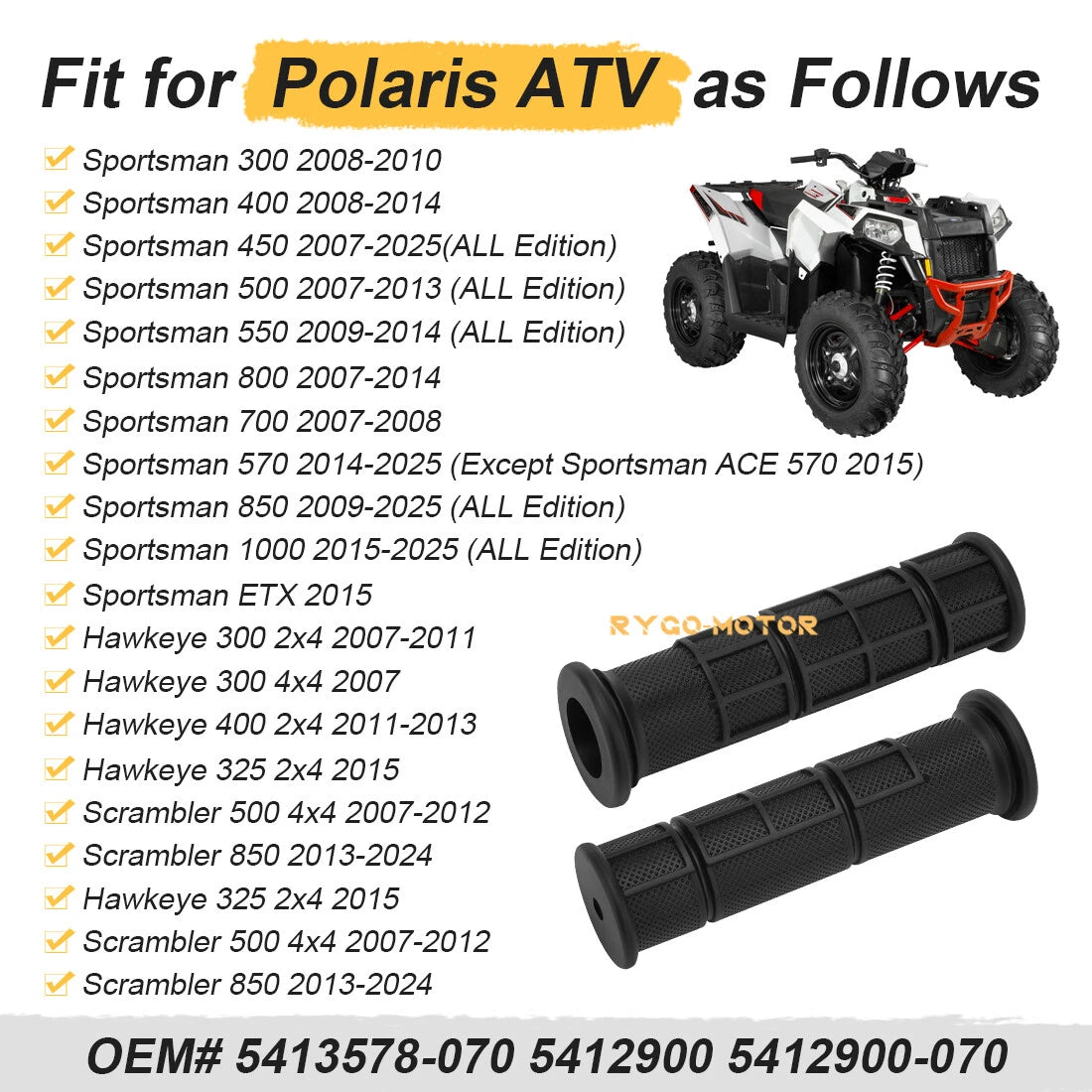 2 x Handlebar Grips for Polaris Sportsman 850 (2009–2025)