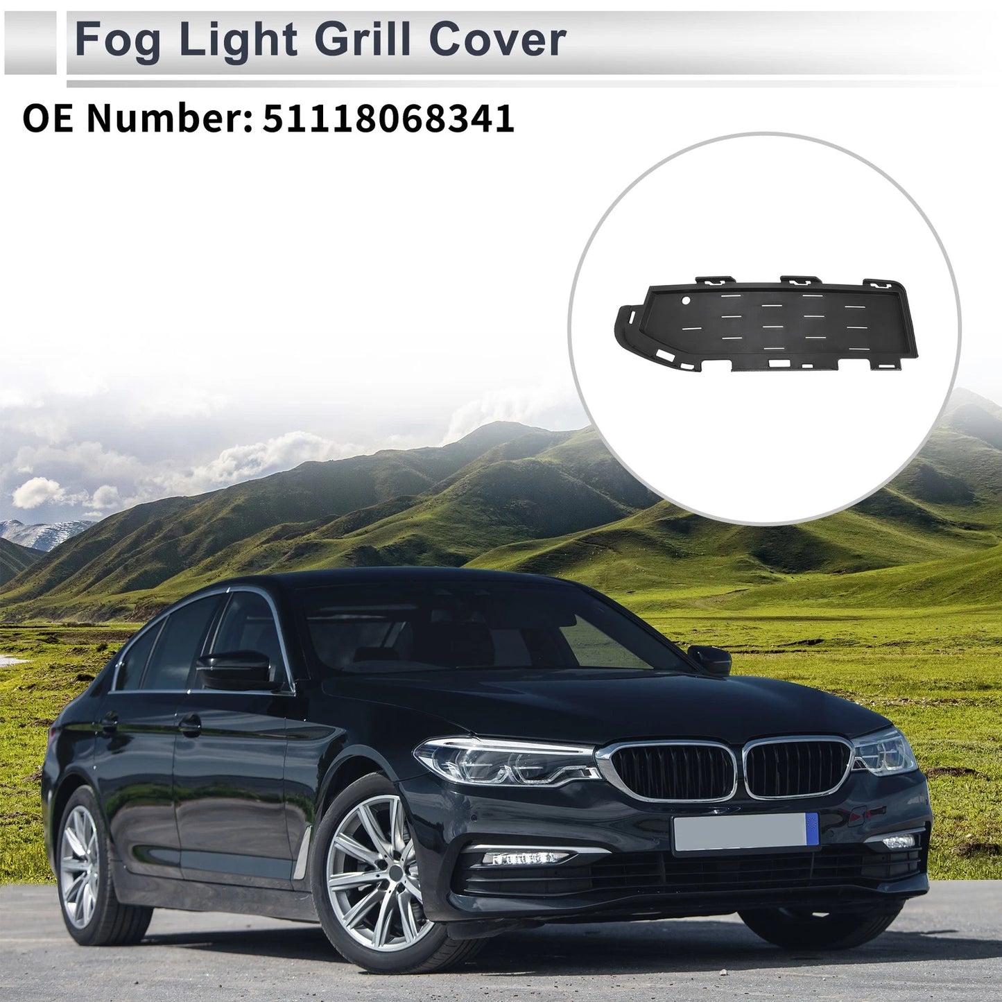 1 Pc Front Left Fog Light Grill for BMW 5 Series (2018-2020)