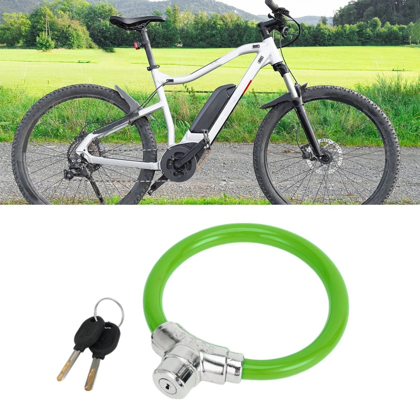 Portable 46cm Anti-Theft Bicycle Lock Mini Ring for Bike - Green
