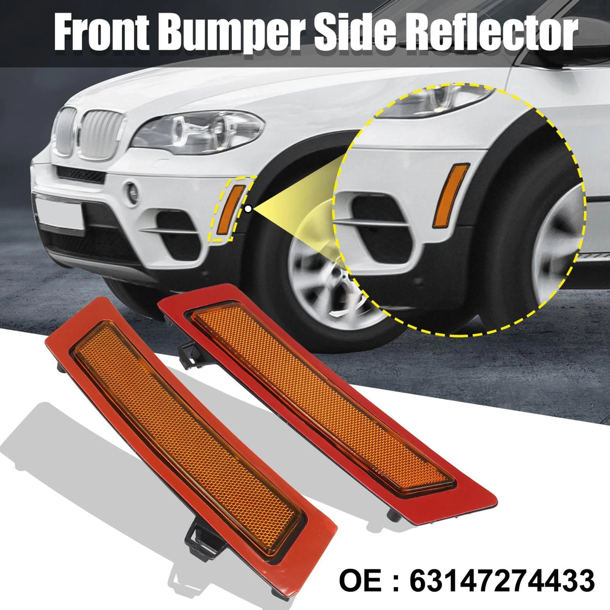 Vehicle Bumper Reflector for BMW XDrive35d XDrive35i Yellow