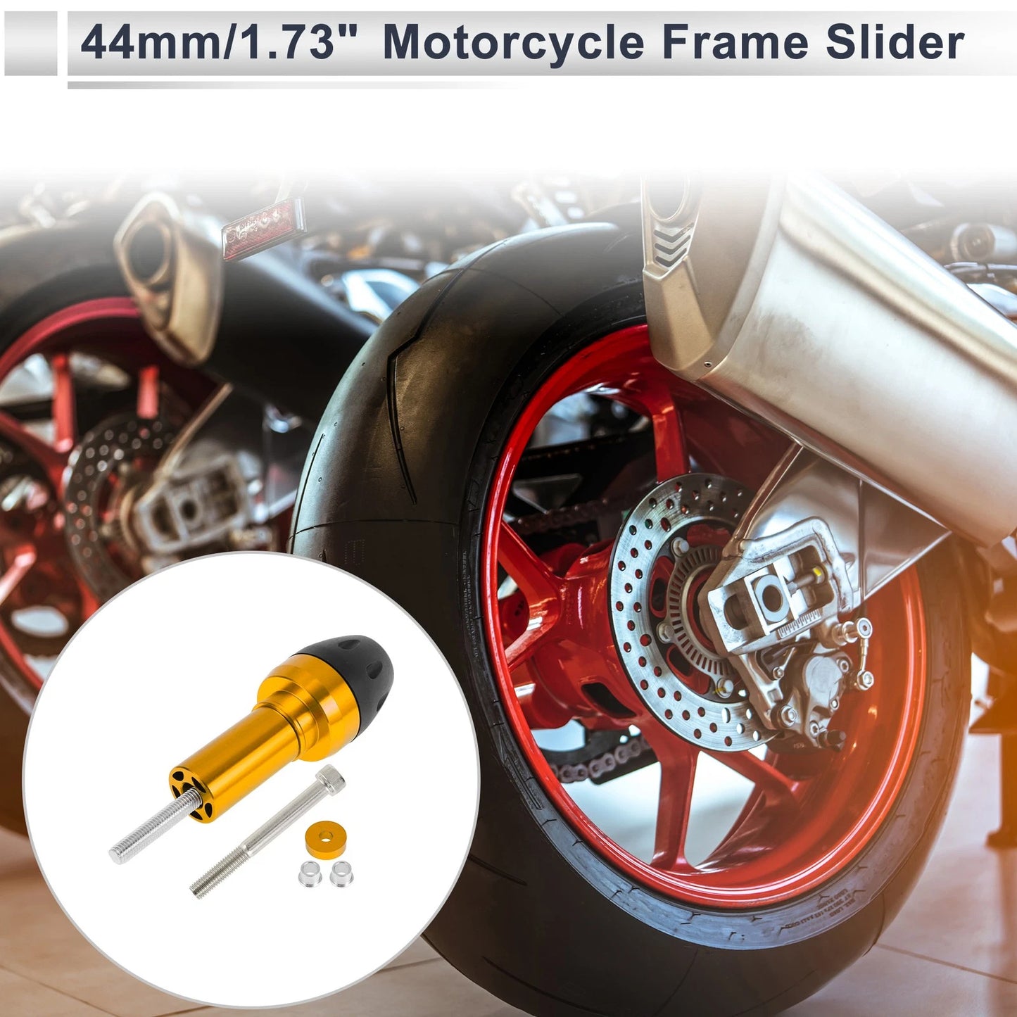 Bolt 10mm Gold Tone Motorcycle Slider Frame for Make Model