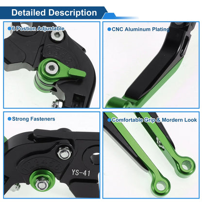Adjustable Brake Clutch Levers for Suzuki GSXR150 (2017-2020) Black Green