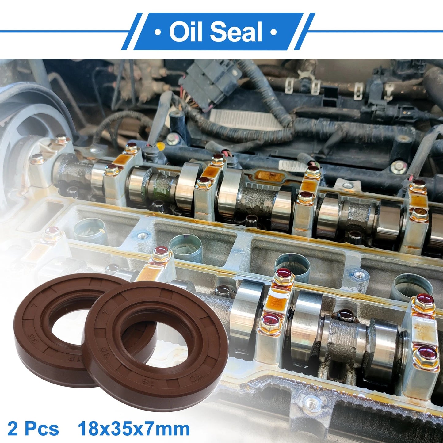 Oil Seal 18x35x7mm 2 x Seal Ring Rotary Shaft Seal Brown FKM