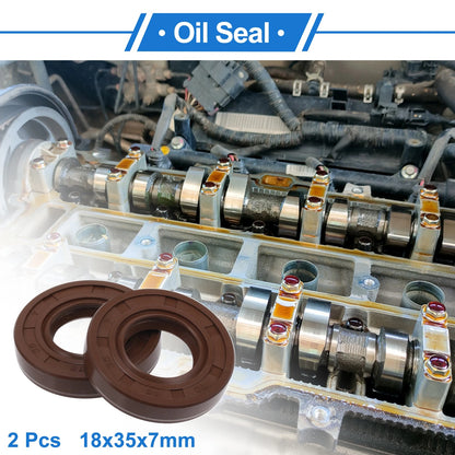 Oil Seal 18x35x7mm 2 x Seal Ring Rotary Shaft Seal Brown FKM