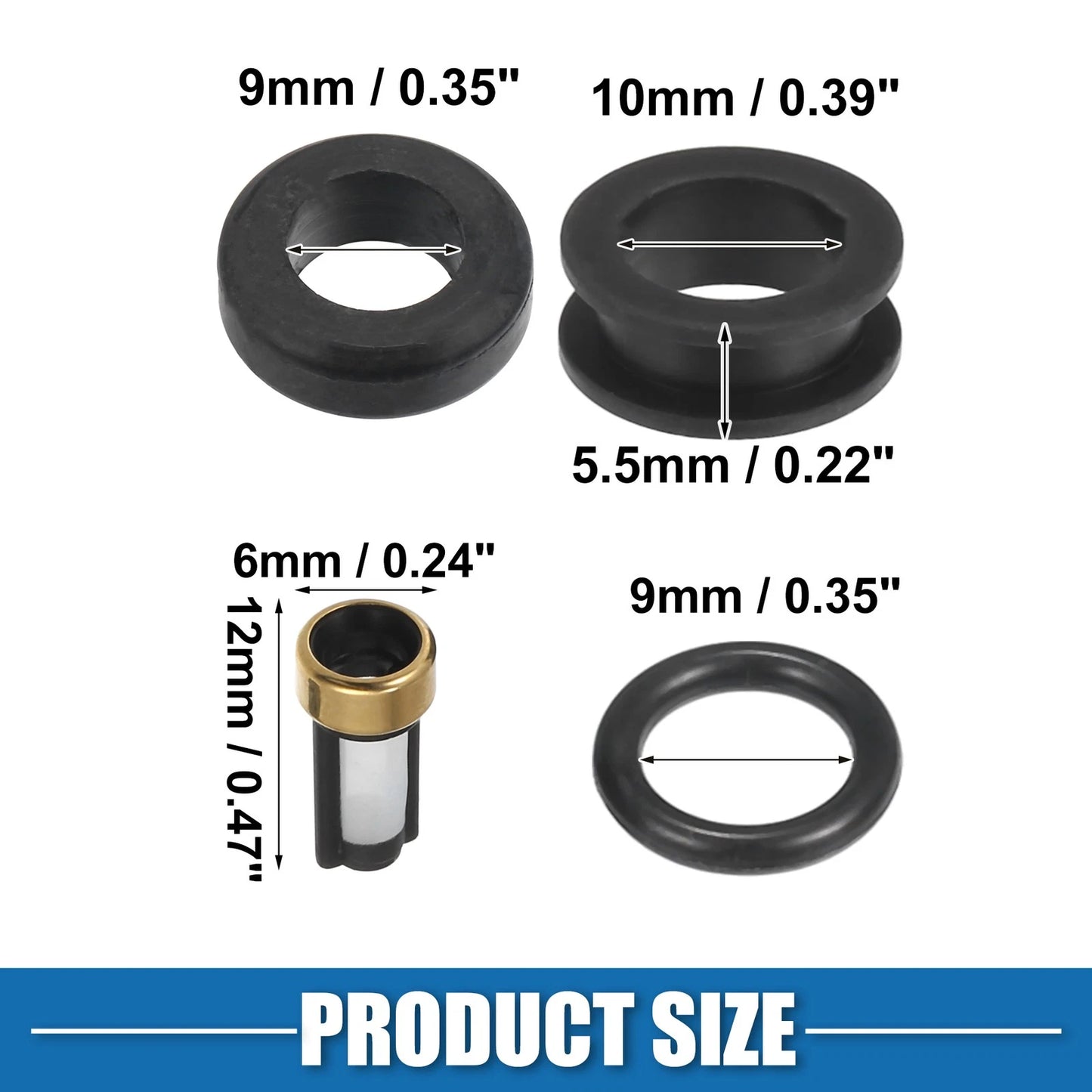 Fuel Injector O Rings Seals with Micro Filters for Toyota Celica (1988-1989)