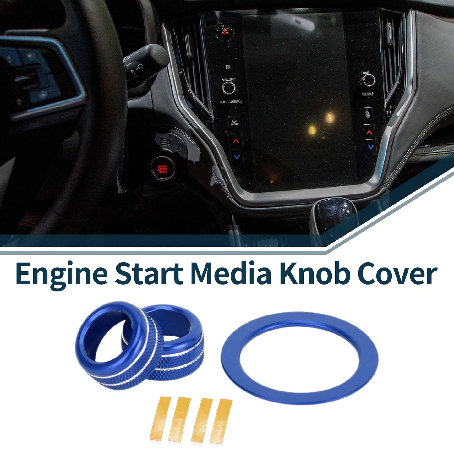 Engine Start Button Knob Cover Ring 3 x for Subaru WRX (2022-2023) Blue
