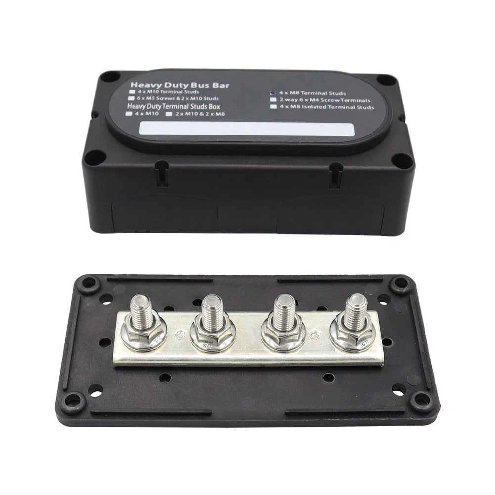 4-Way Busbar Terminal Block M10/M8 for Cars/RVs/Yachts/Boats