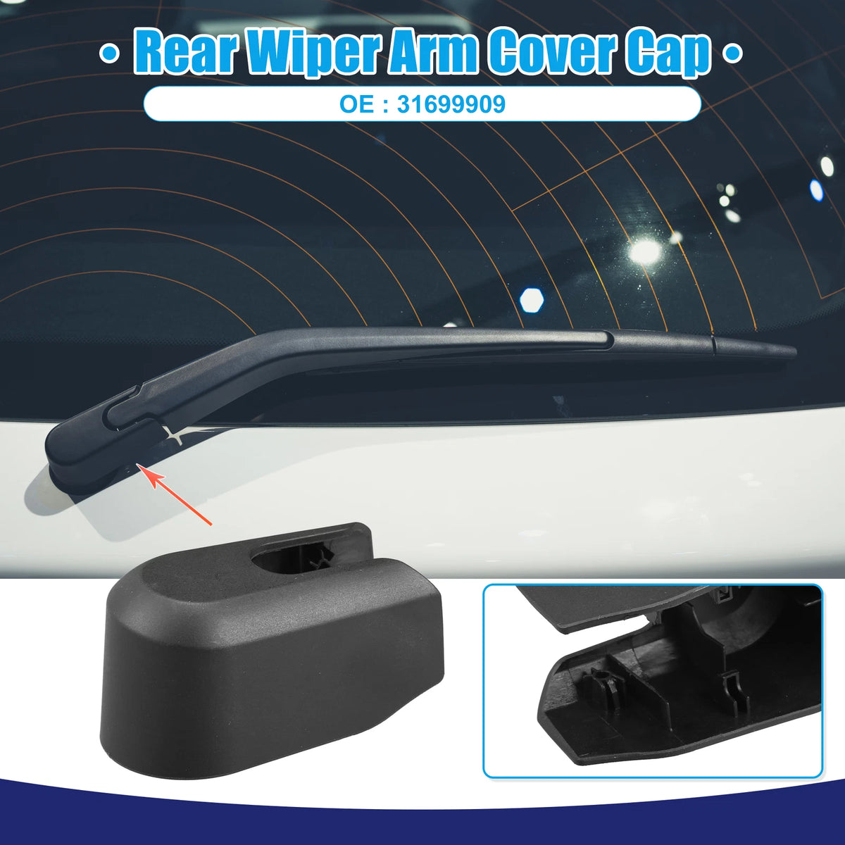 Rear Windshield Wiper Arm Nut Cover for Volvo XC90 (2016-2023)