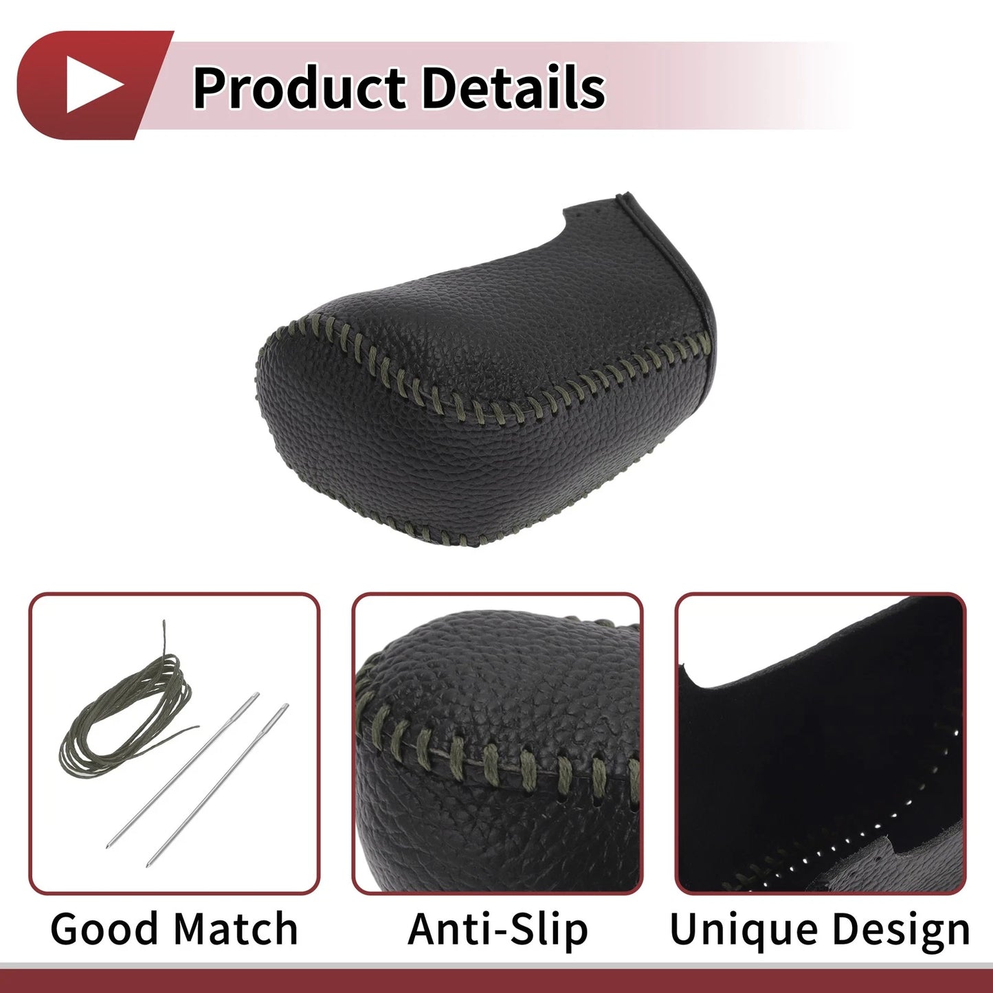 Car Gear Shift Knob Cover for Hyundai Sonata 2011-2014 Black Gray Faux Leather