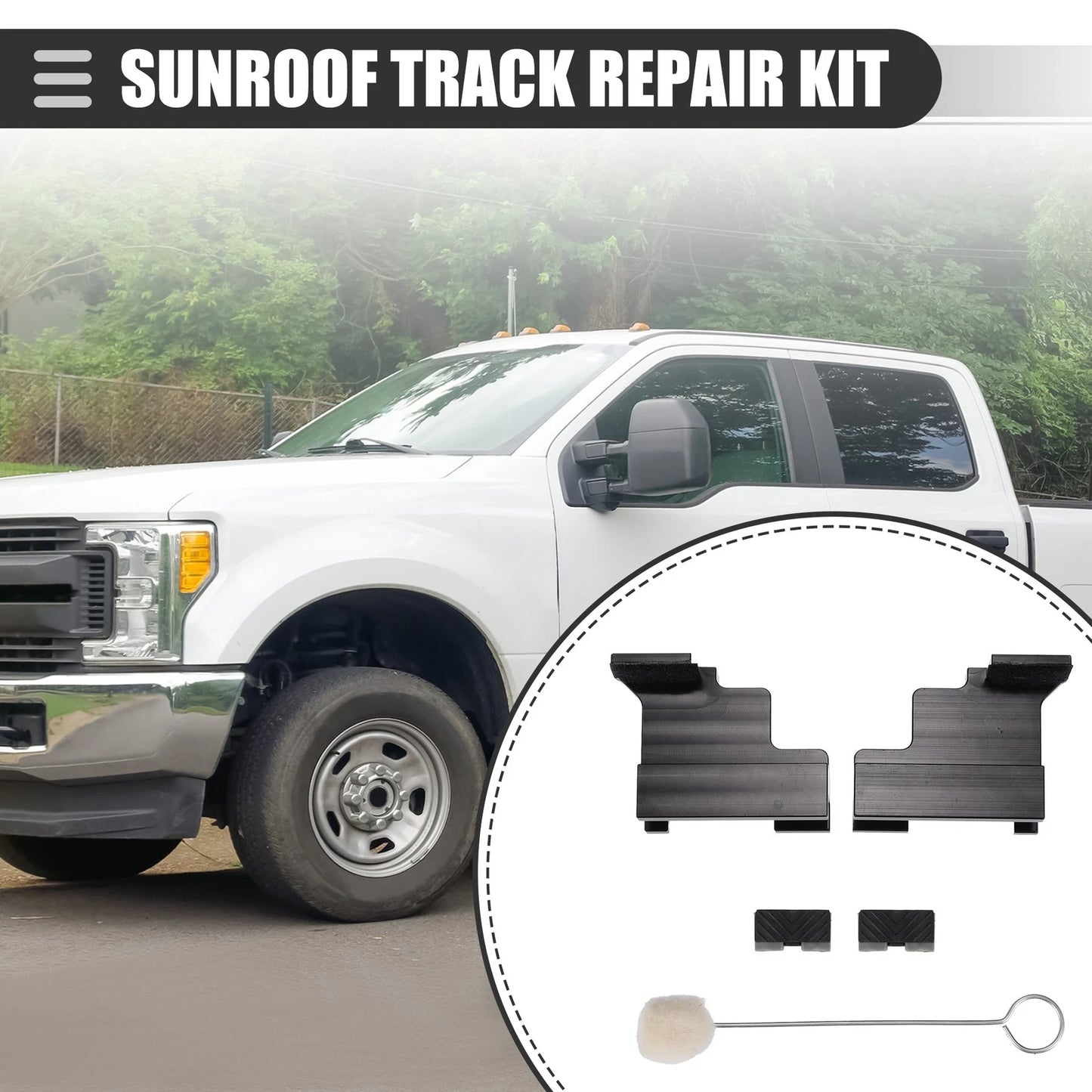Sunroof Track Repair Kit for Ford Edge (2007-2014) Aluminum Alloy Black