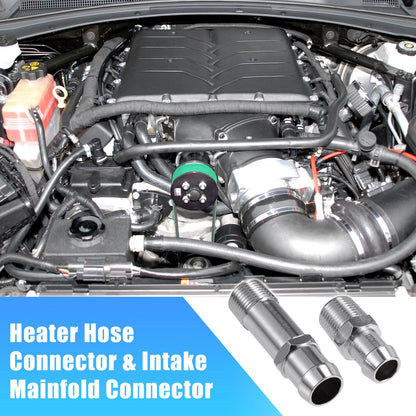 1 Set 1/2 NPT Vehicle Heater Hose Fittings Replacement for Chevy Silver Tone