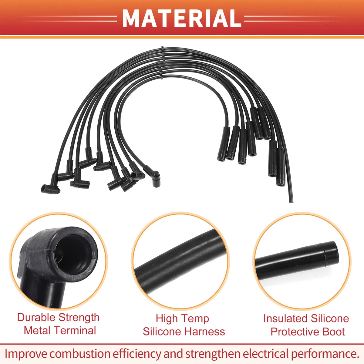 9 Pcs Spark Plug Wires & Coil Cables for Chevrolet Blazer 7.4L V8 (1973-1973)