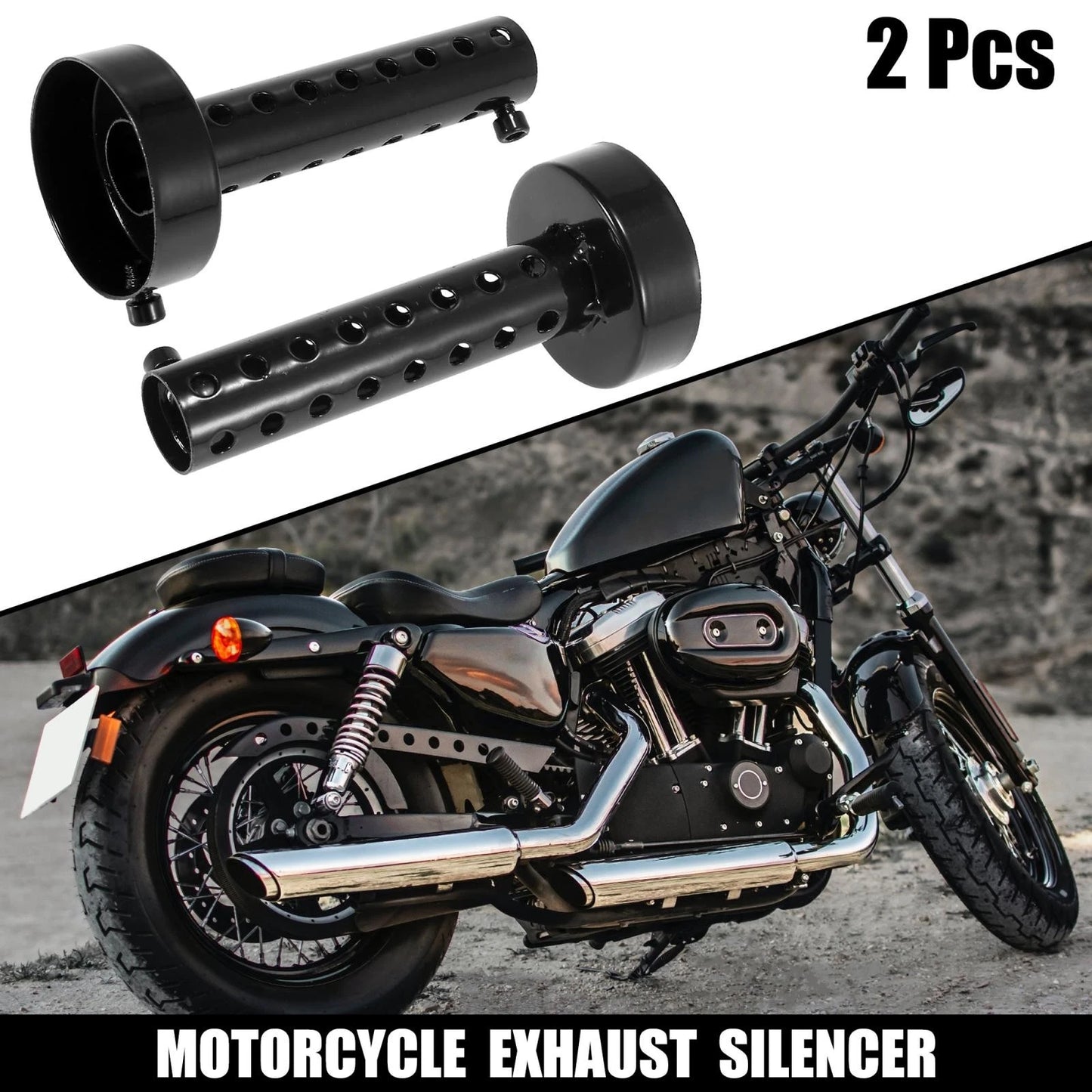 Exhaust Silencer Muffler Pipe / 2 x 60mm / for Universal Motorcycle