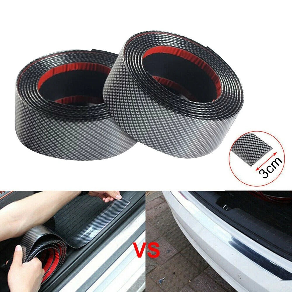 3CM1M Car Sticker Carbon Fiber Rubber Door Sill Protector Edge Guard Strip