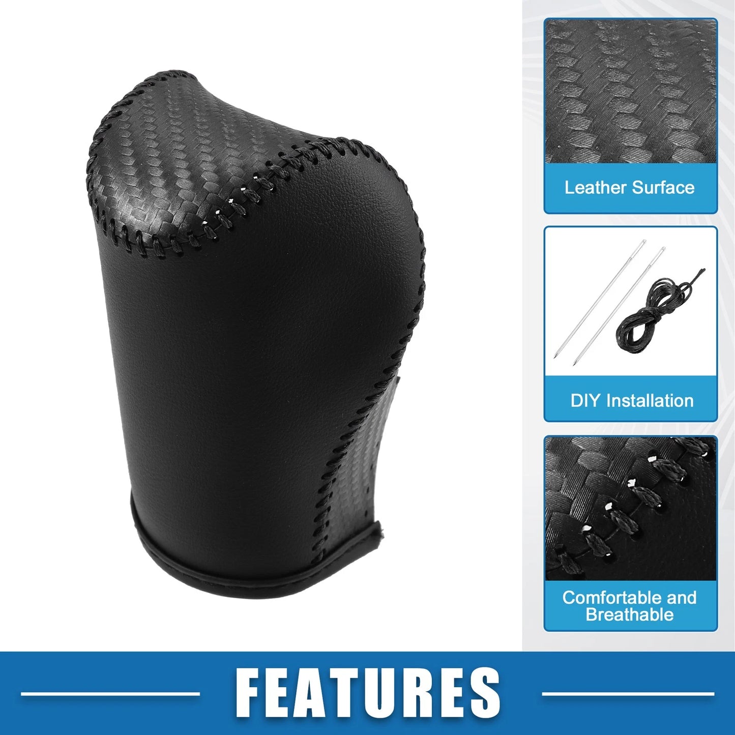 Jeep Gear Shifting Knob Cover PU Leather Carbon Fiber Black