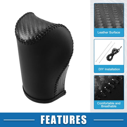 Jeep Gear Shifting Knob Cover PU Leather Carbon Fiber Black